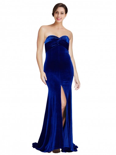 Stretch Velvet Low Back Sweep Train Sweetheart Mermaid Formal Evening Gown / Prom Dress / Bridesmaid Dress Sudbury