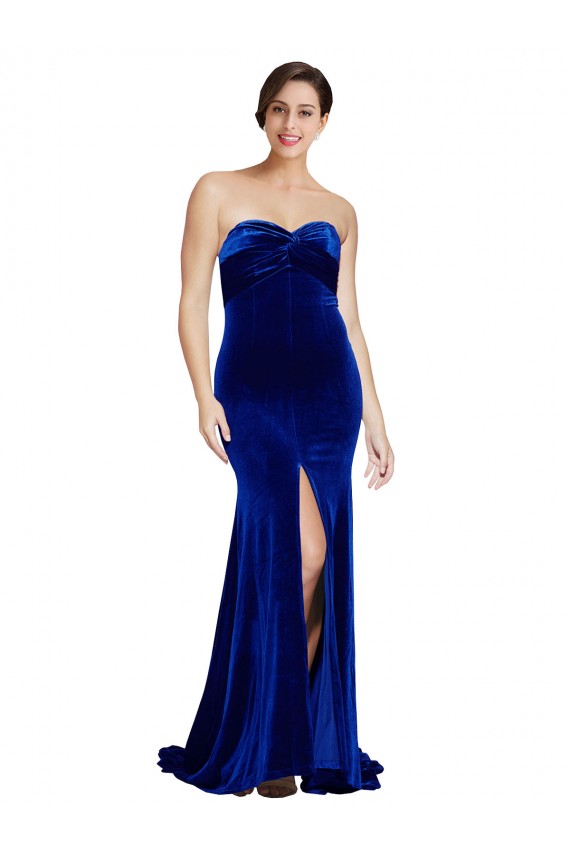 Stretch Velvet Low Back Sweep Train Sweetheart Mermaid Formal Evening Gown / Prom Dress / Bridesmaid Dress Sudbury