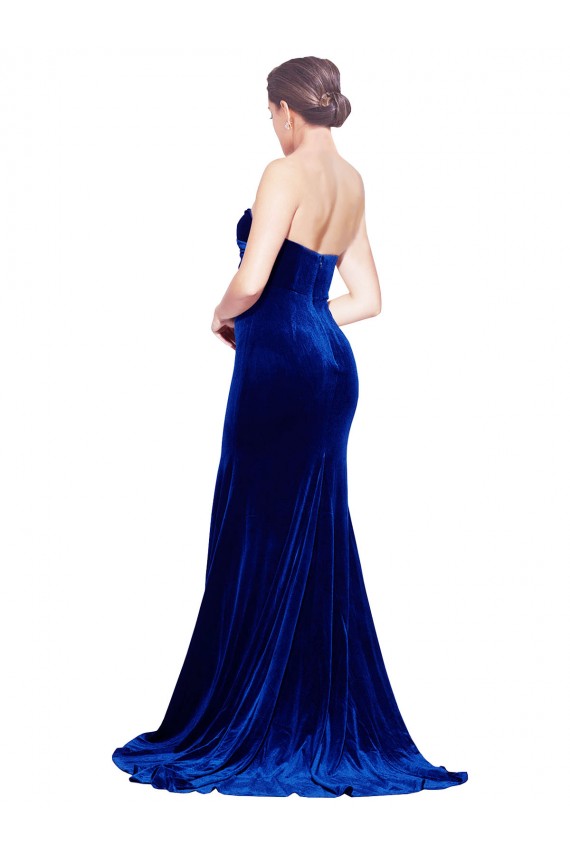 Stretch Velvet Low Back Sweep Train Sweetheart Mermaid Formal Evening Gown / Prom Dress / Bridesmaid Dress Sudbury