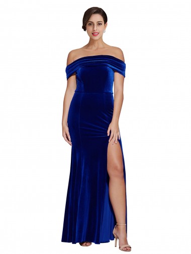 Stretch Velvet Long Off the Shoulder Mermaid Formal Evening Gown / Prom Dress / Bridesmaid Dress Sudbury