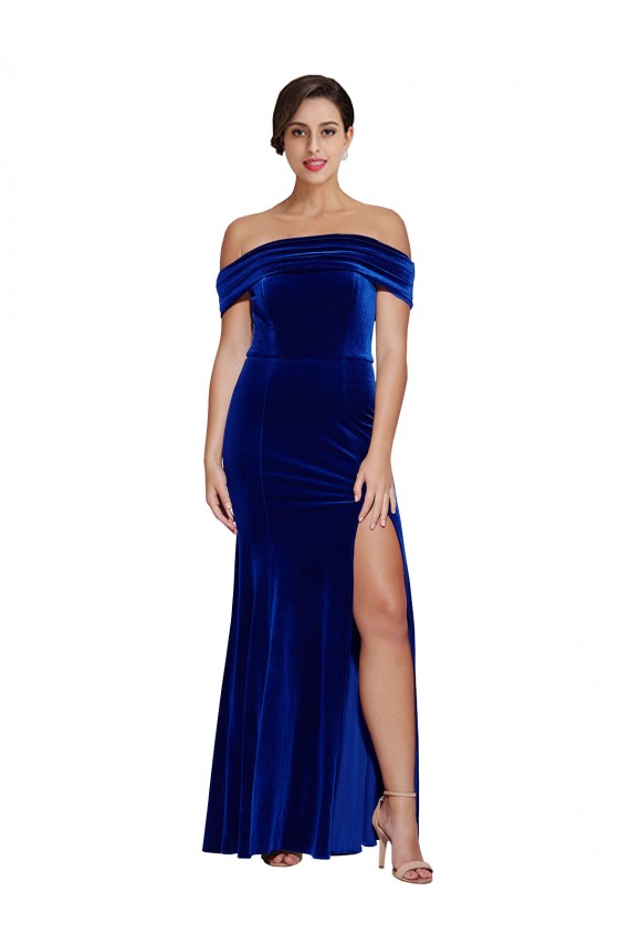 Stretch Velvet Long Off the Shoulder Mermaid Formal Evening Gown / Prom Dress / Bridesmaid Dress Sudbury