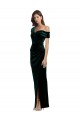 Stretch Velvet Long Off the Shoulder Sheath High Low Evening Gown / Prom Dress / Bridesmaid Dress Sudbury