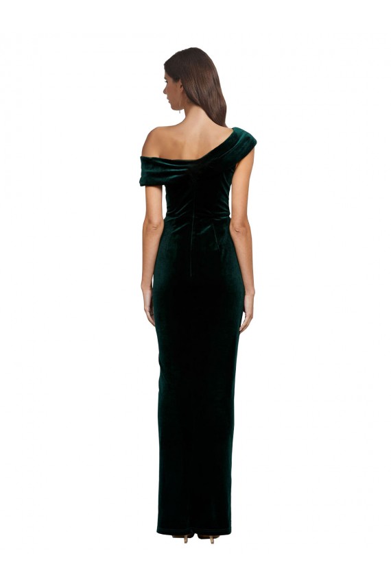 Stretch Velvet Long Off the Shoulder Sheath High Low Evening Gown / Prom Dress / Bridesmaid Dress Sudbury