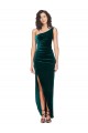 Stretch Velvet Low Back Long One Shoulder Sheath High Low Evening Gown / Prom Dress / Bridesmaid Dress Sudbury